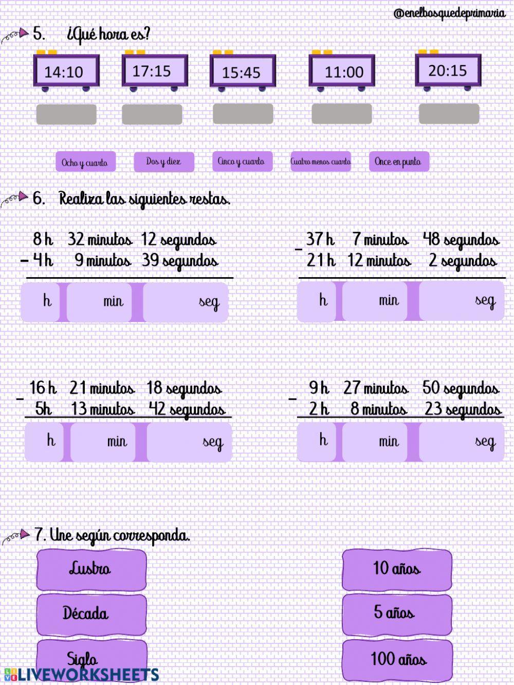 Repaso medidas de tiempo y horas