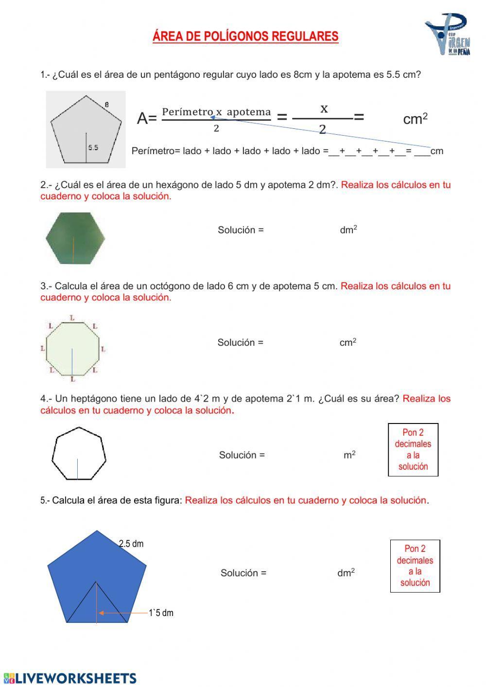 Área de polígonos regulares