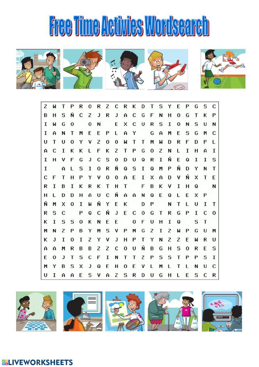 Free Time Activities Wordsearch