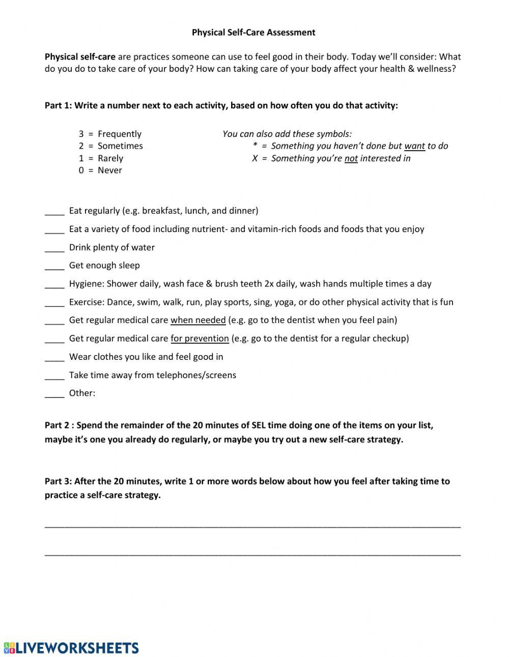 Physical Self-Care Assessment