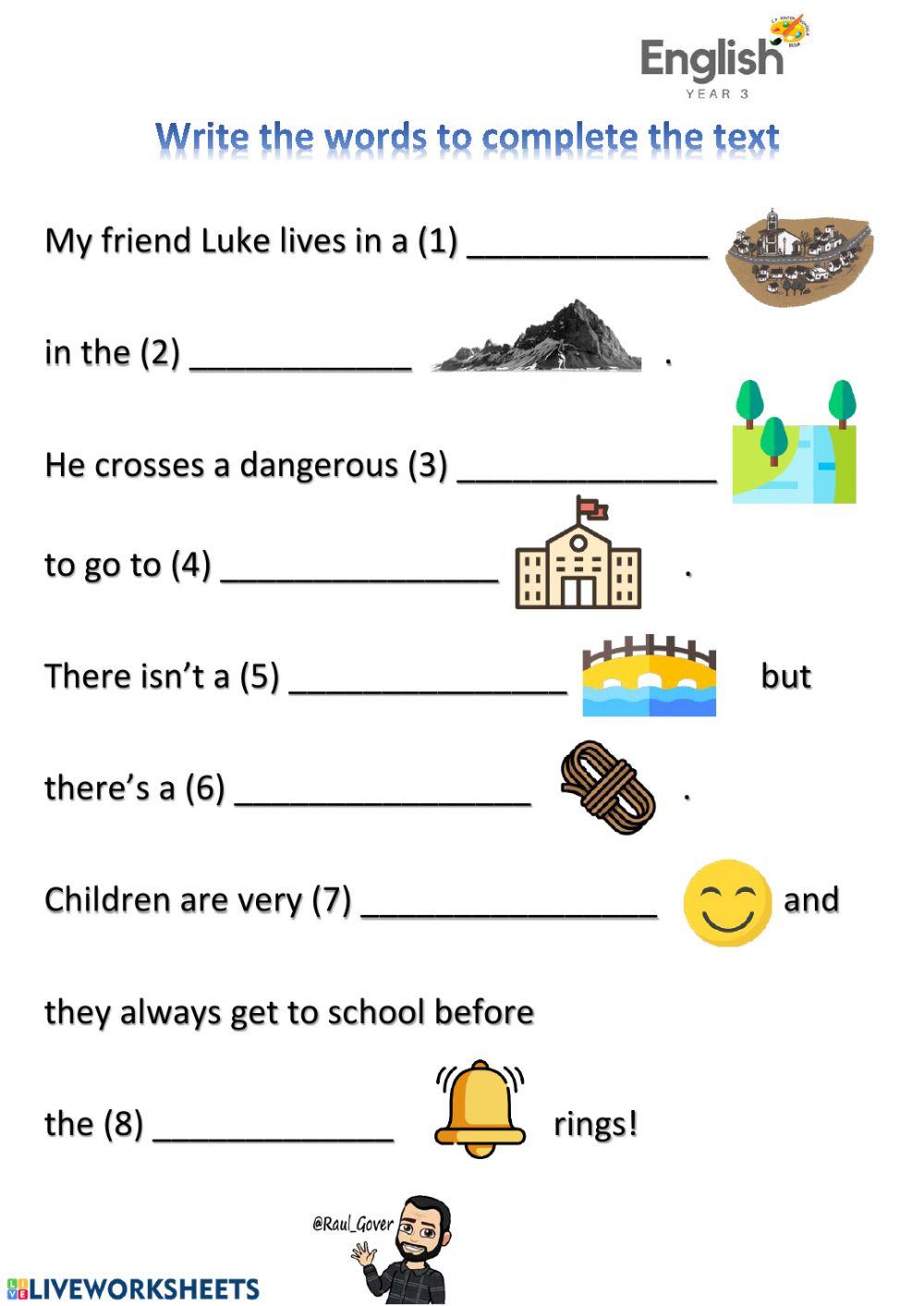 Complete the text worksheet | Live Worksheets