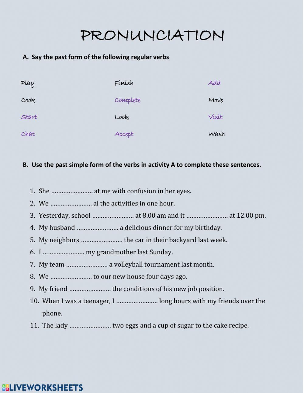 Regular verbs pronunciation
