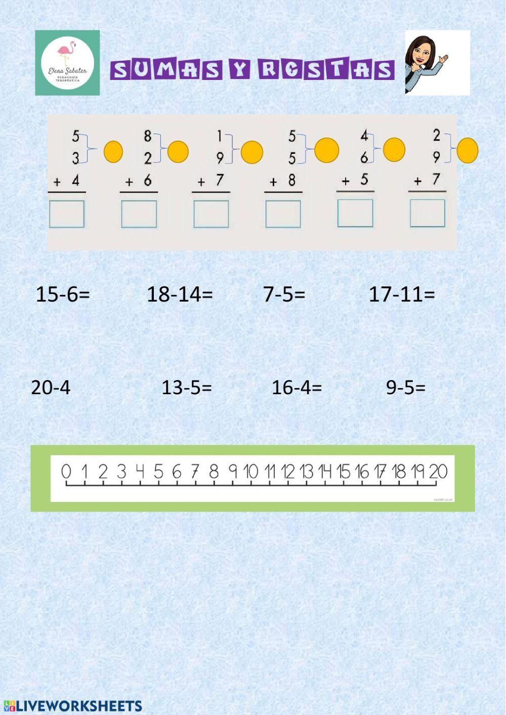 Sumas y restas con recta numérica