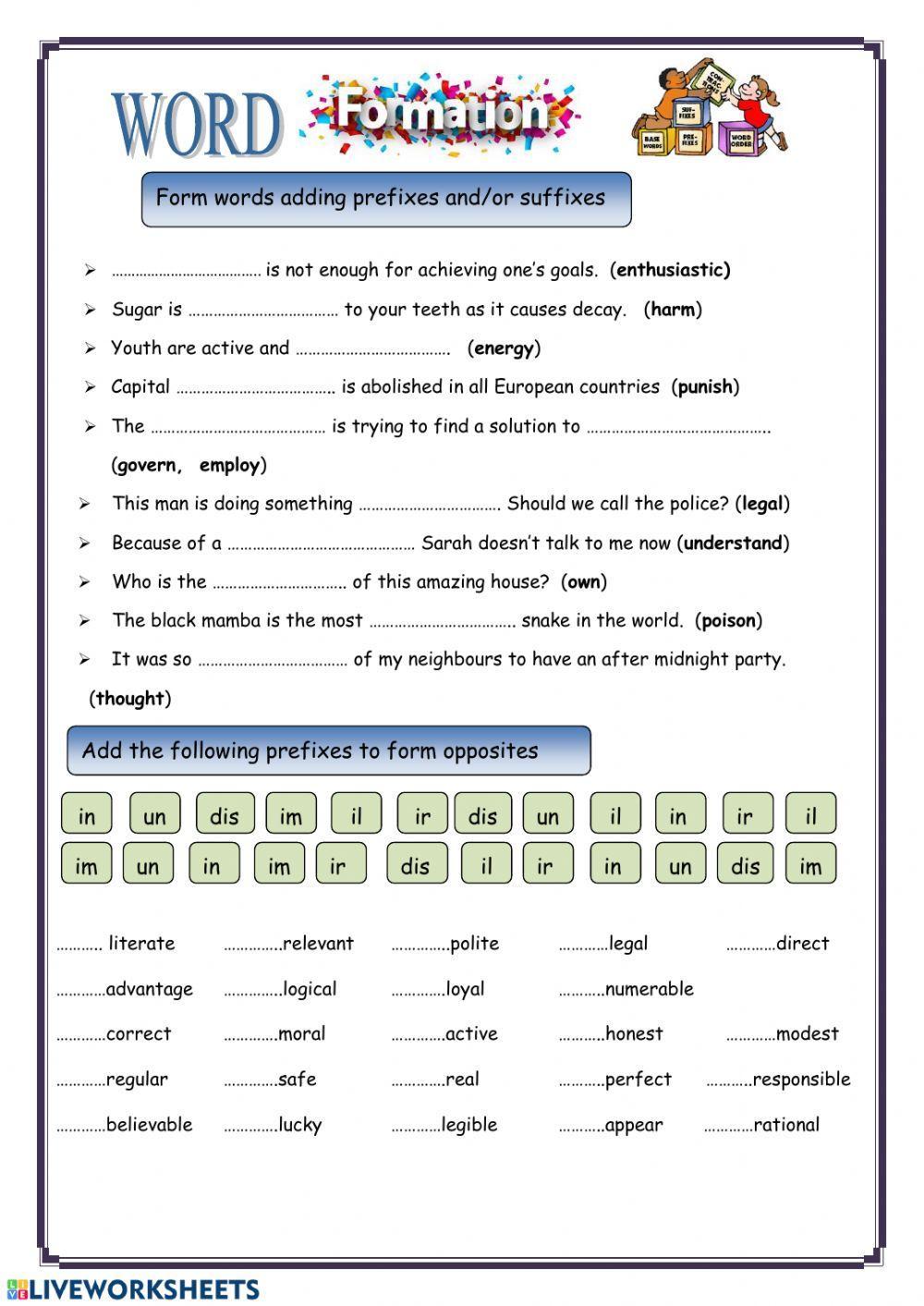 Word formation (Prefixes-Suffixes)