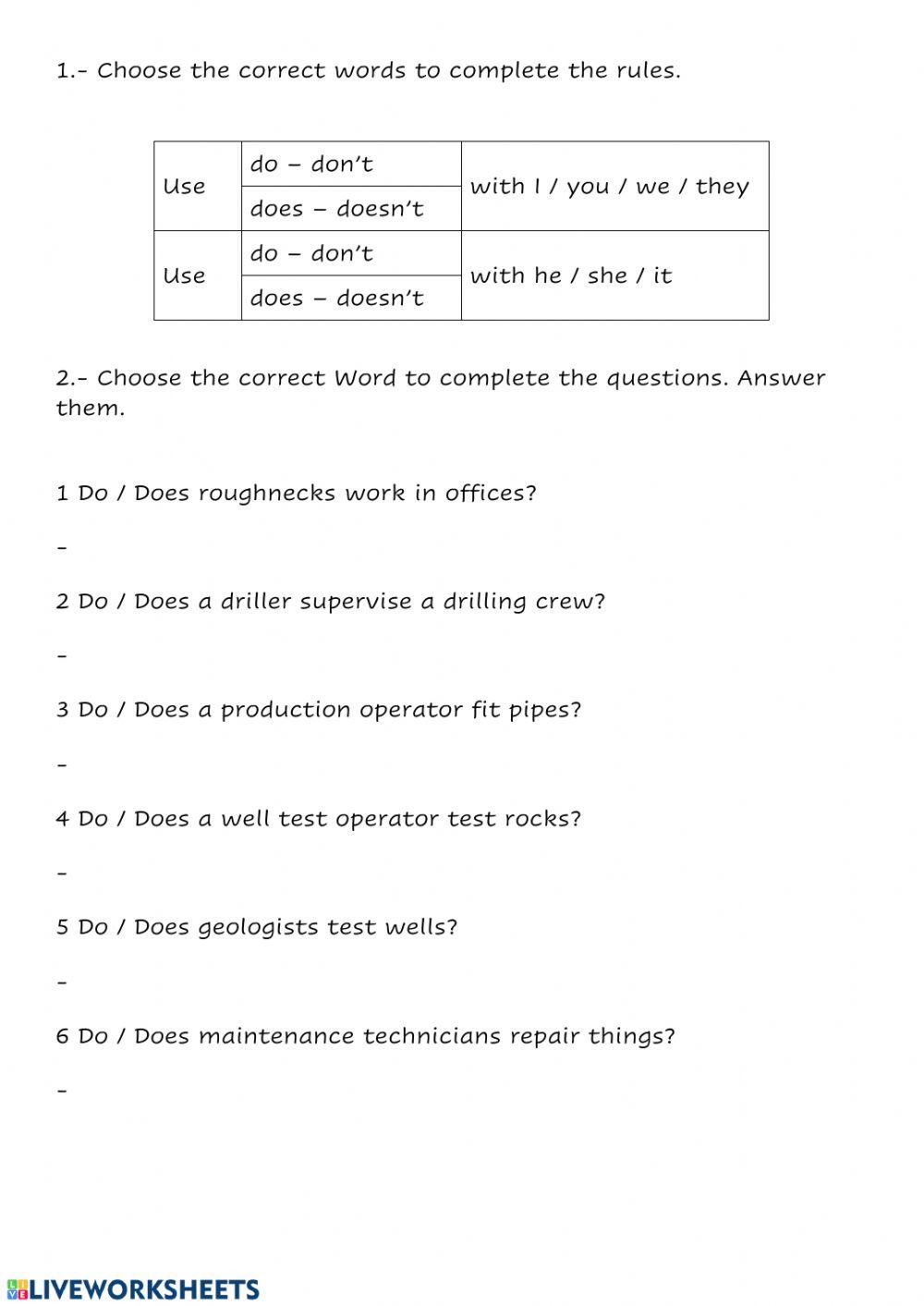 Present Simple Interrogative