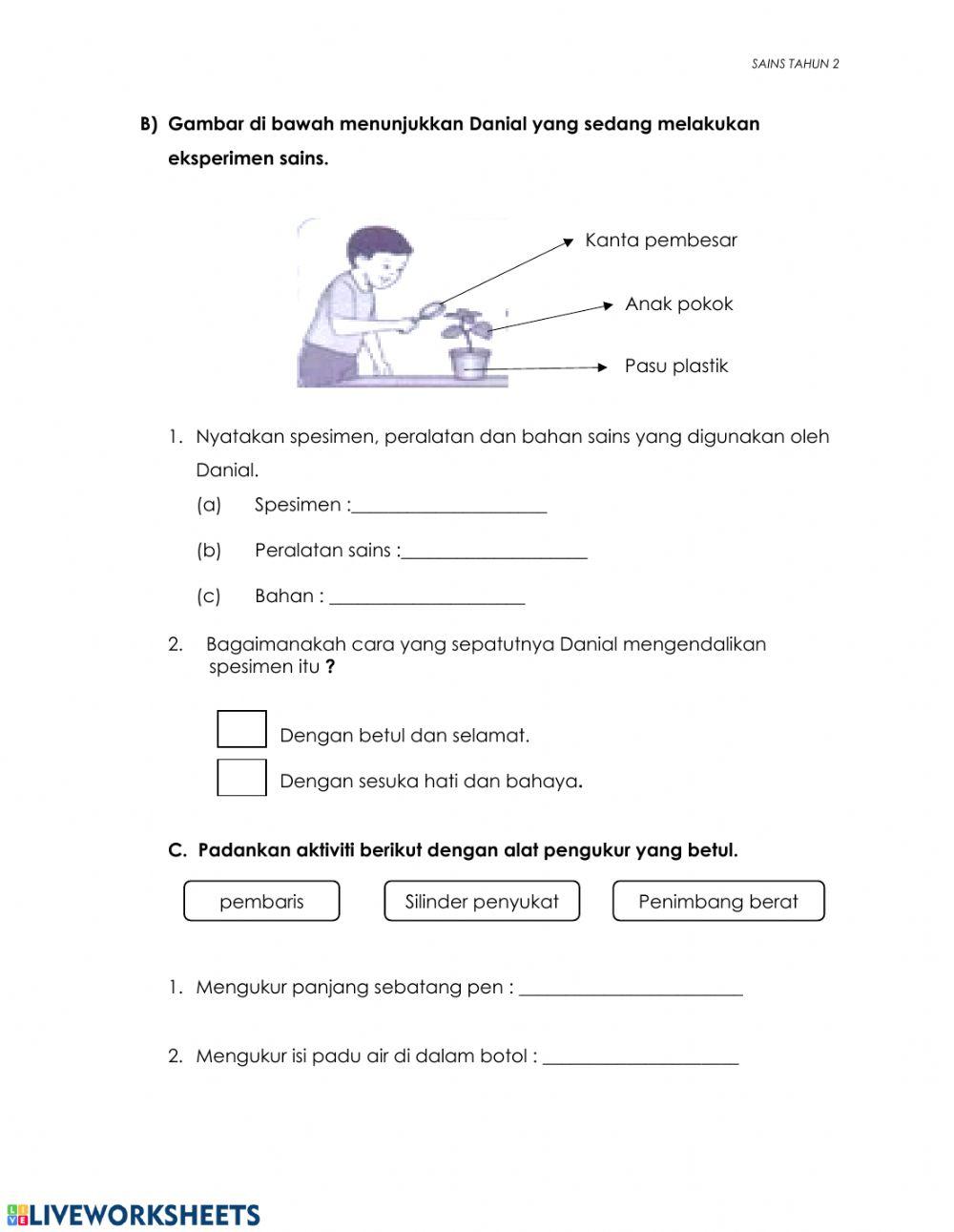 Latihan Pengukuhan 1 : Sains tahun 2