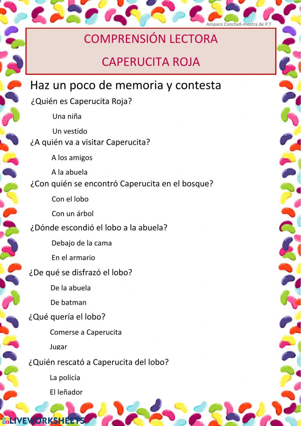 Preguntas Caperucita Roja Preguntas Caperucita Roja