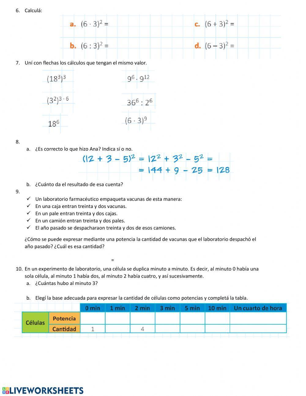 Potencia de números naturales