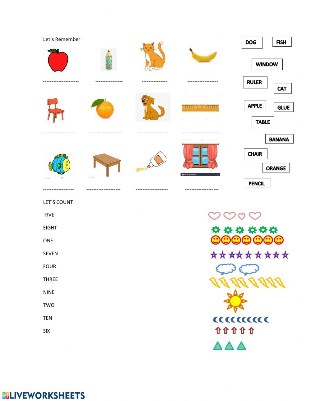 Vocabulary kids and numbers
