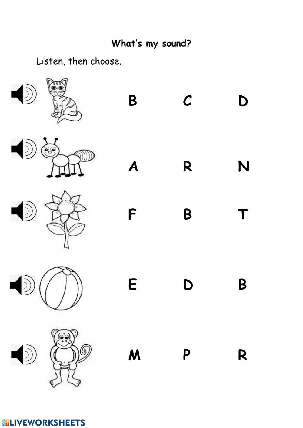 Beginning sounds interactive exercise Live Worksheets