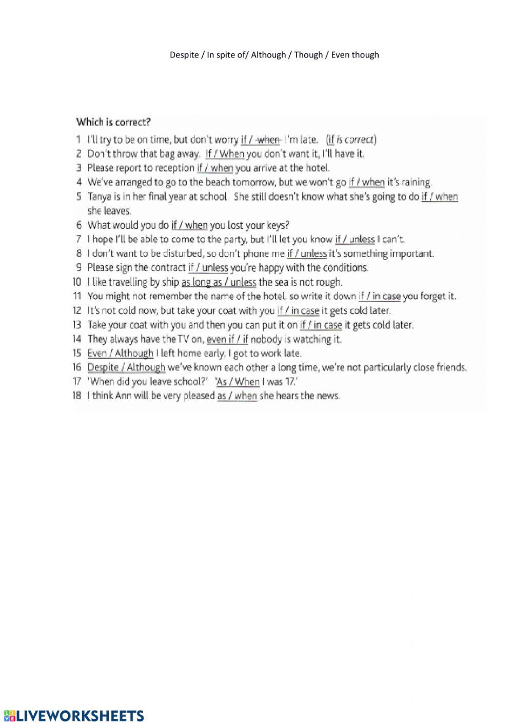 If-when-although-despite