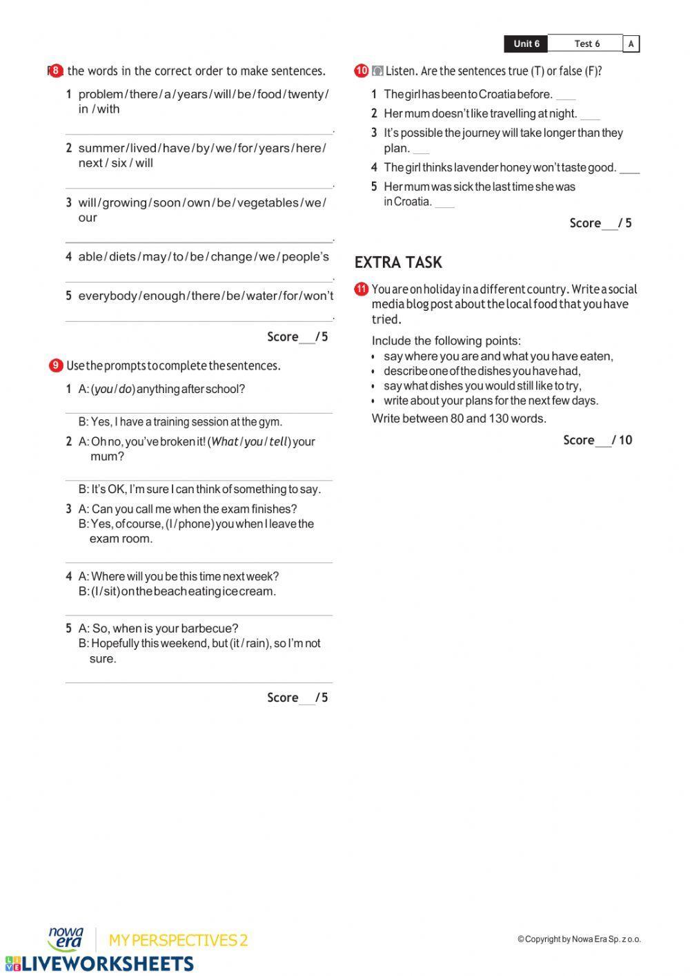 My perspectives 2 - Unit 6 online exercise for | Live Worksheets