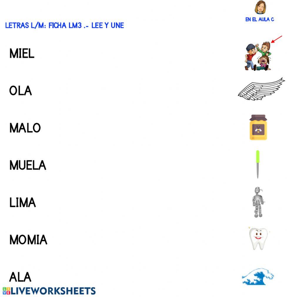 Letras l - m: ficha 3