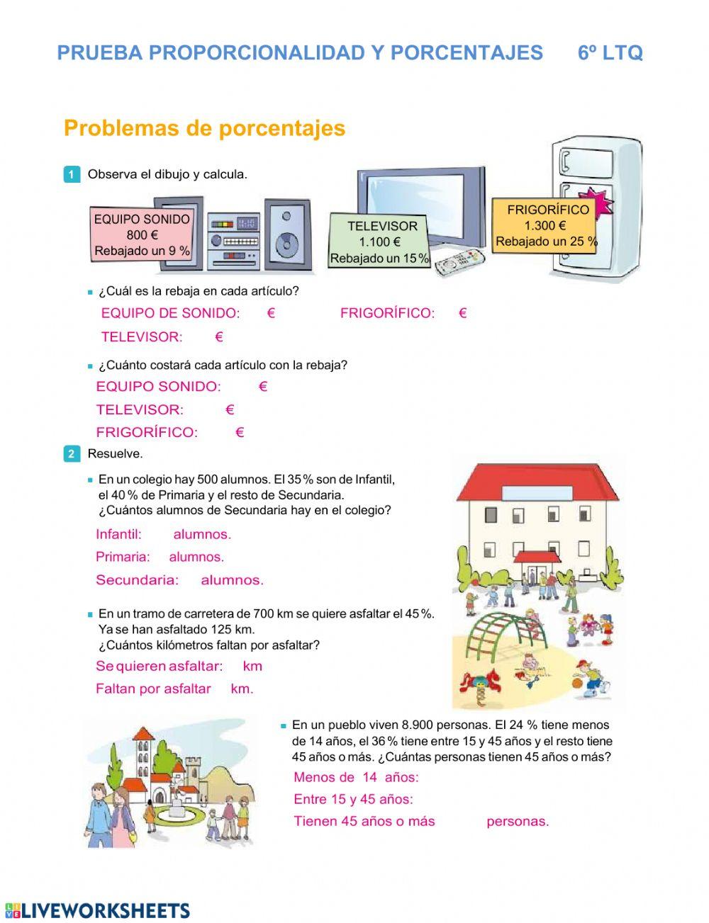 Proporcionalidad y porcentajes