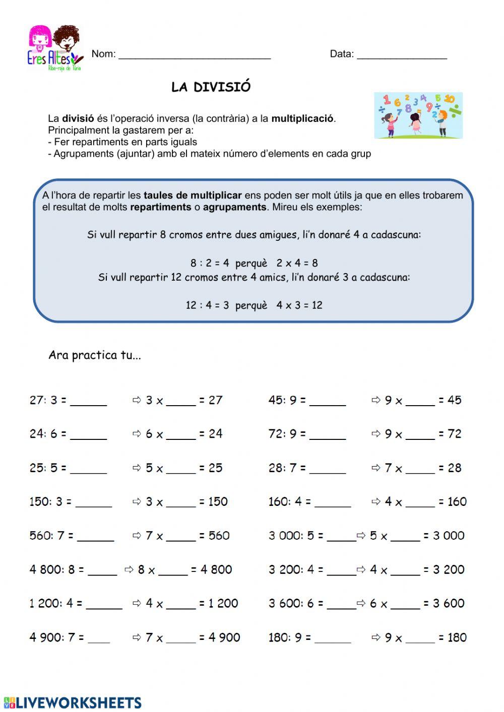 Divisió. Repartiment