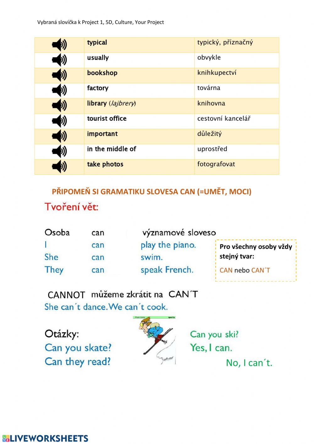 Vybraná slovíčka k Project 1 5.D, Culture, CAN