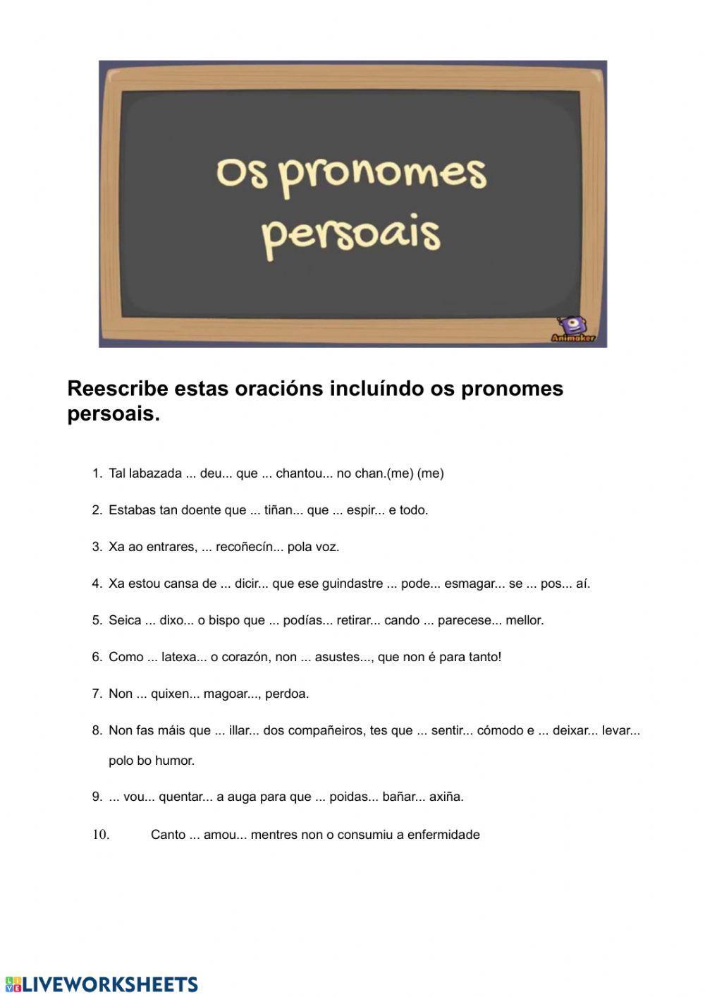 Colocación de pronomes persoais