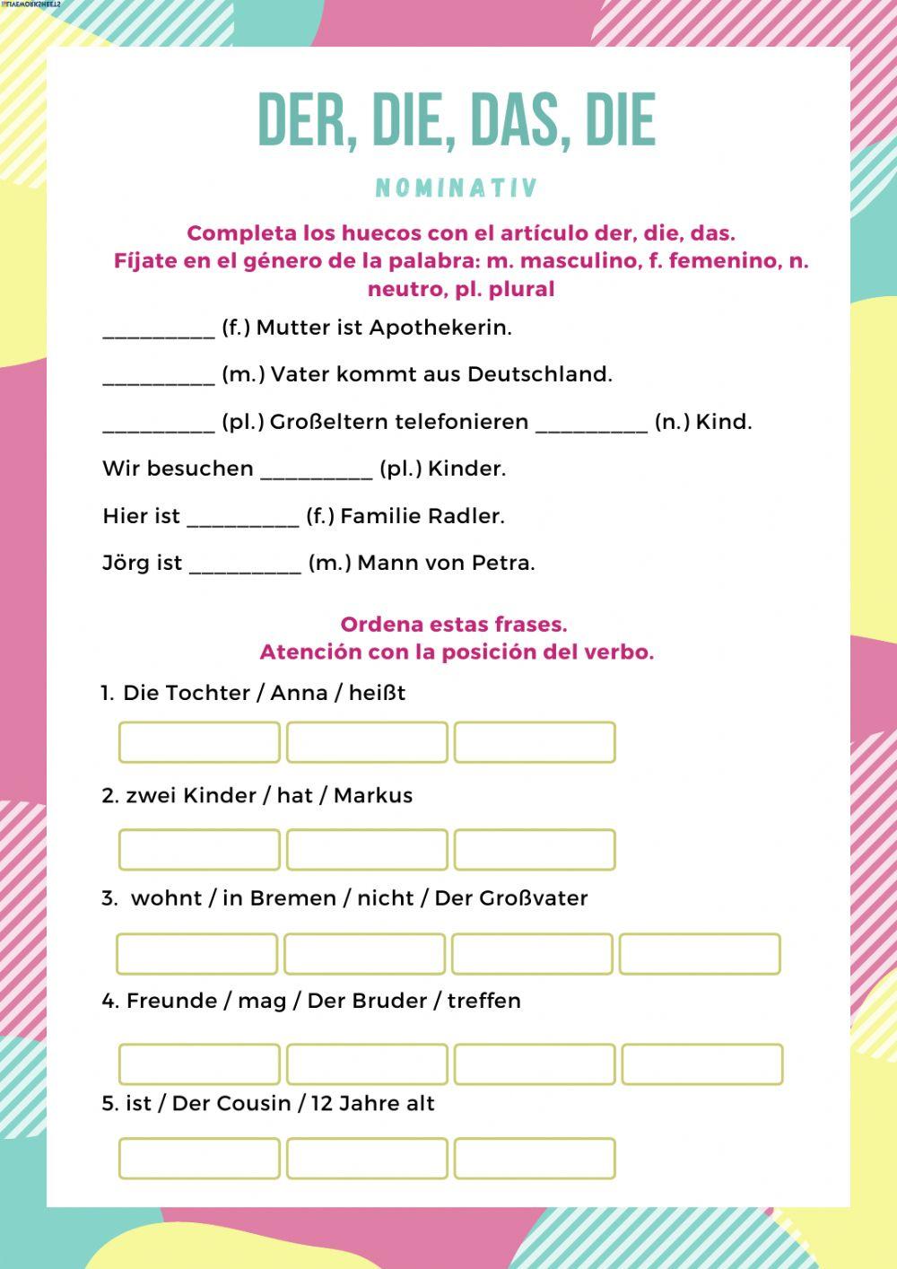 Artículo definido en Nominativ