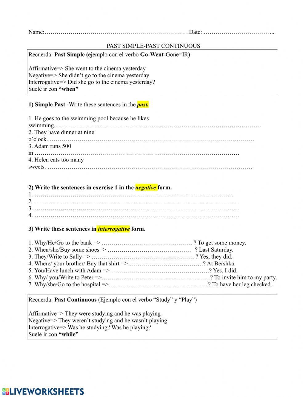 Past simple-past continuous