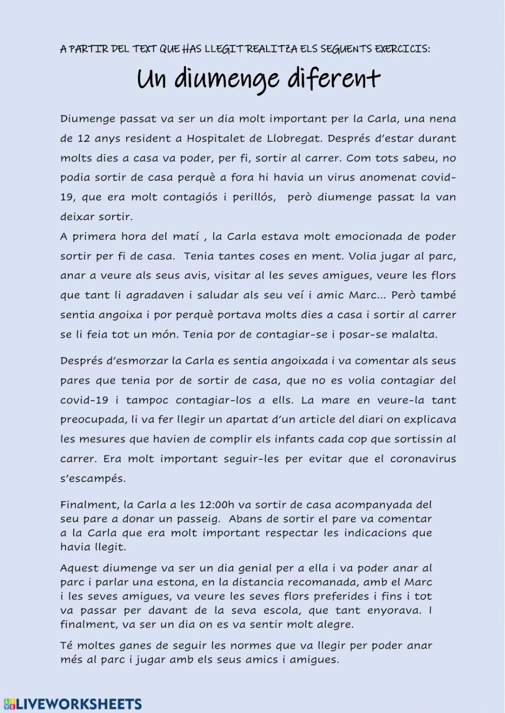 Part 2: Un diumenge diferent