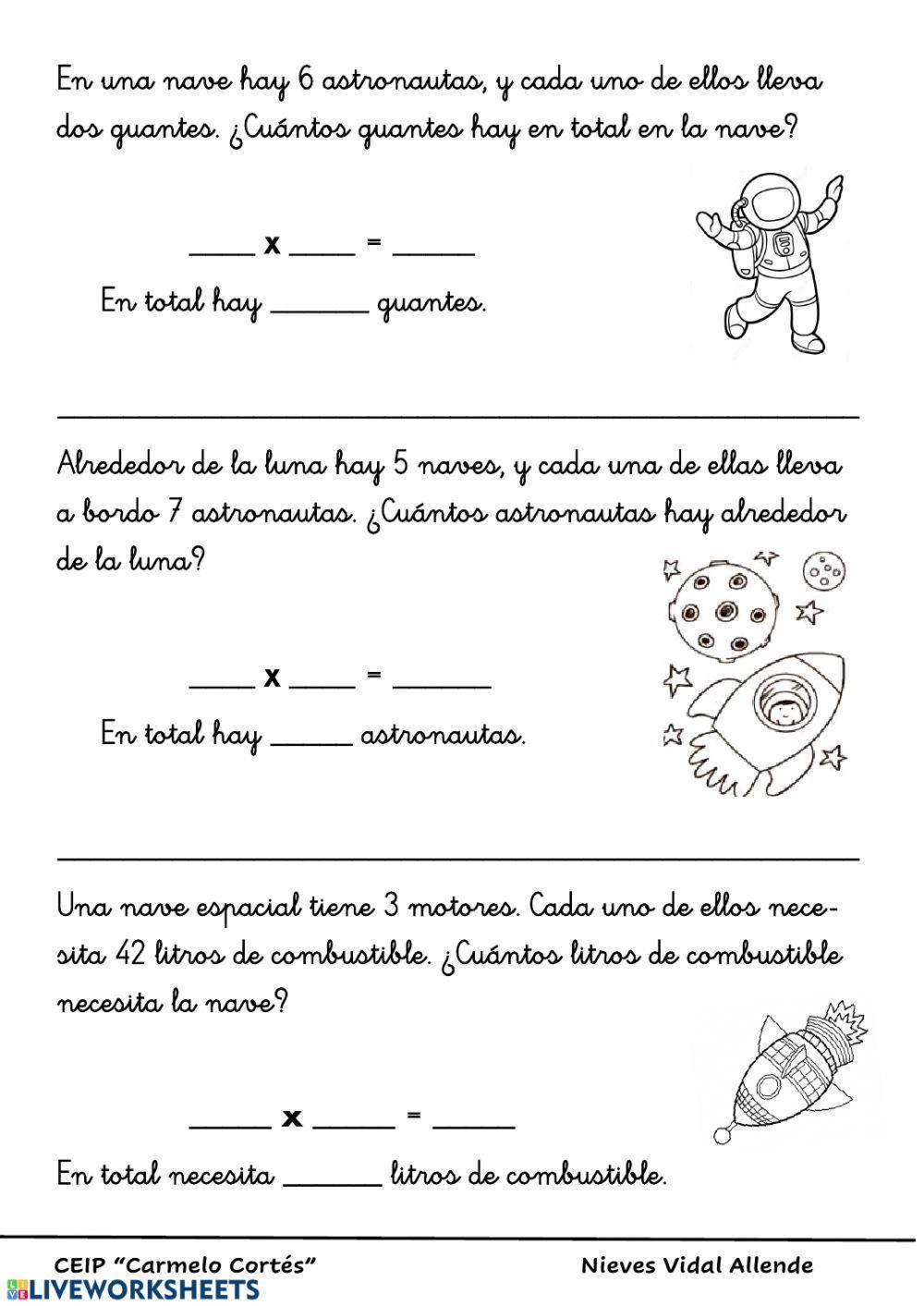 Problemas multiplicar segundo primaria