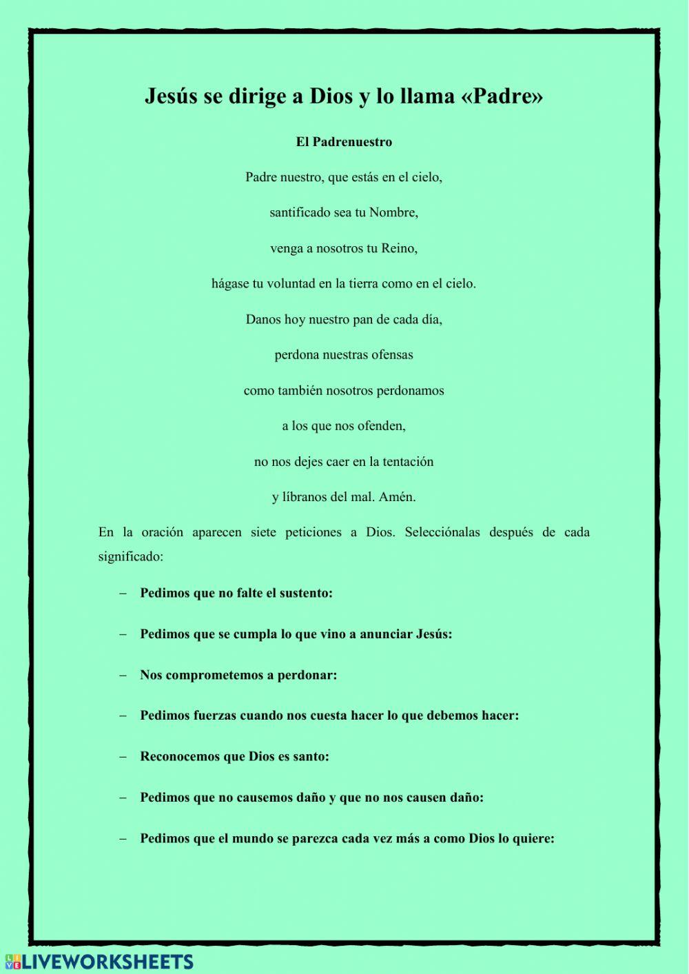 Jesús se dirige a Dios y lo llama -Padre- 6º