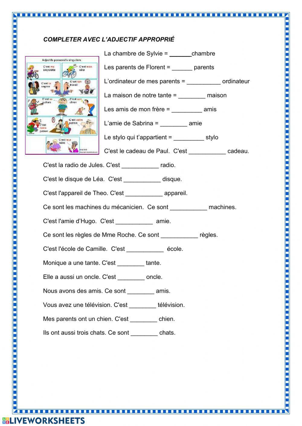 Adjectifs possessifs
