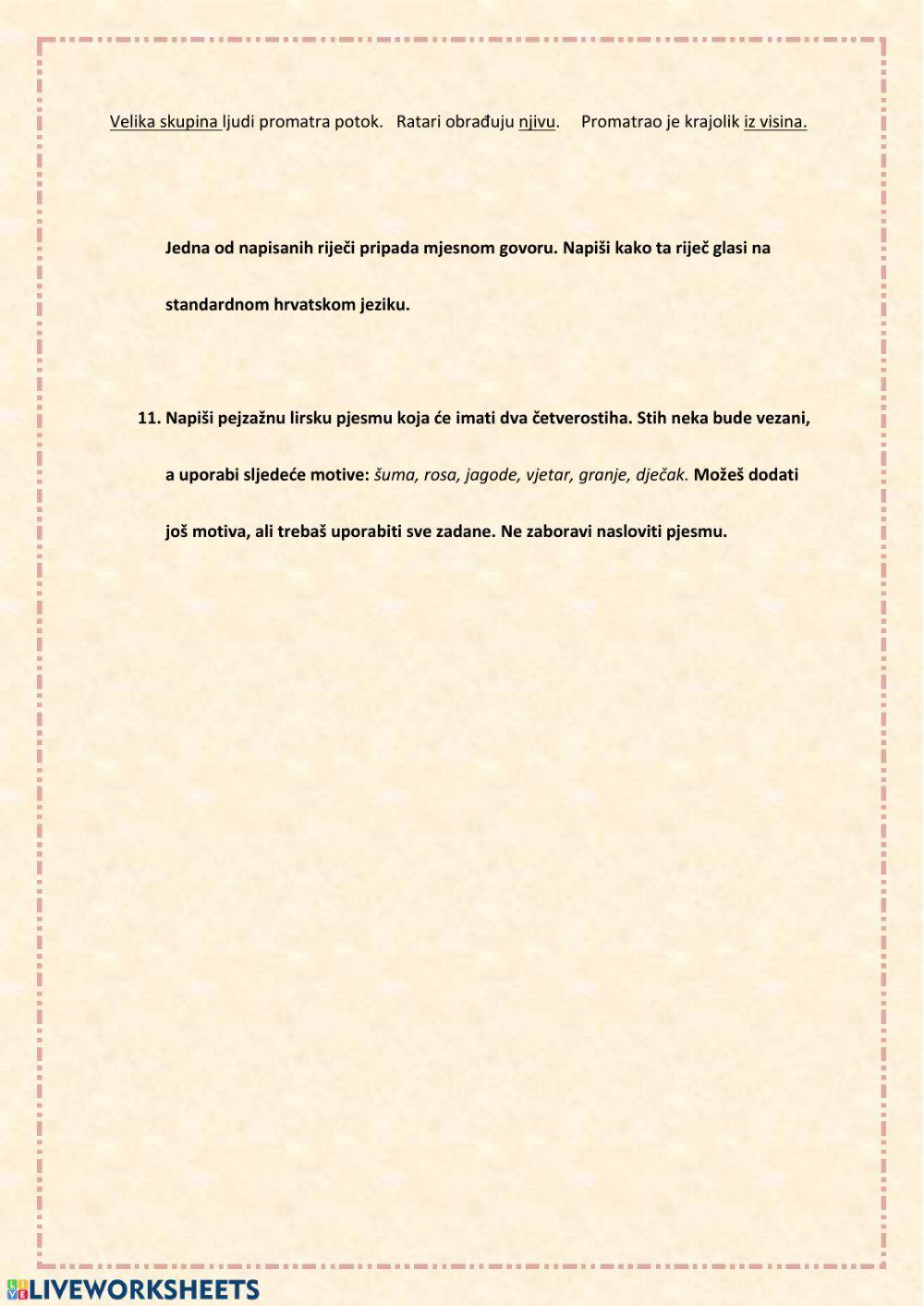 Samostalna raščlamba lirske pjesme