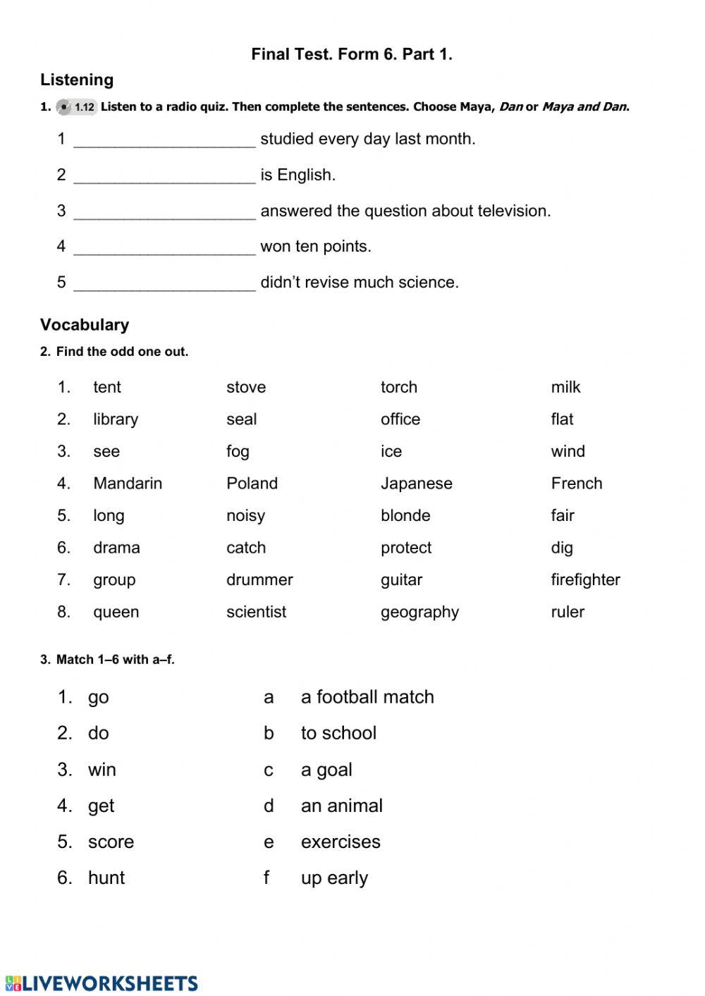 final-test-class-6-part-1-worksheet-live-worksheets