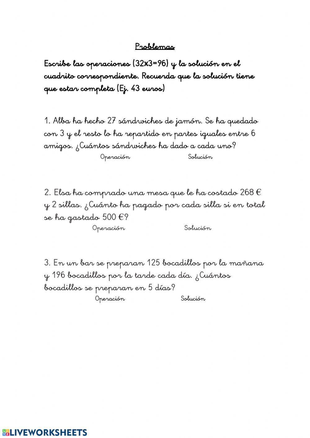 Problemas dos operaciones