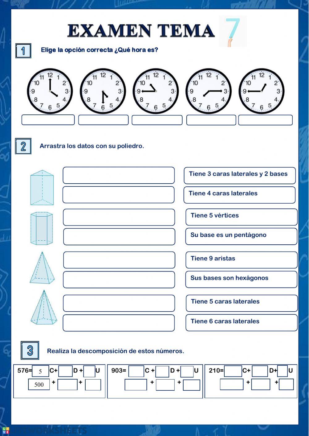 Examen tema 7 Matemáticas