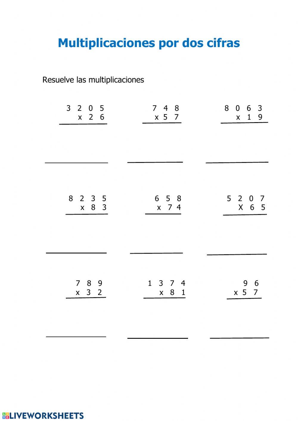 Multiplicaciones por dos cifras