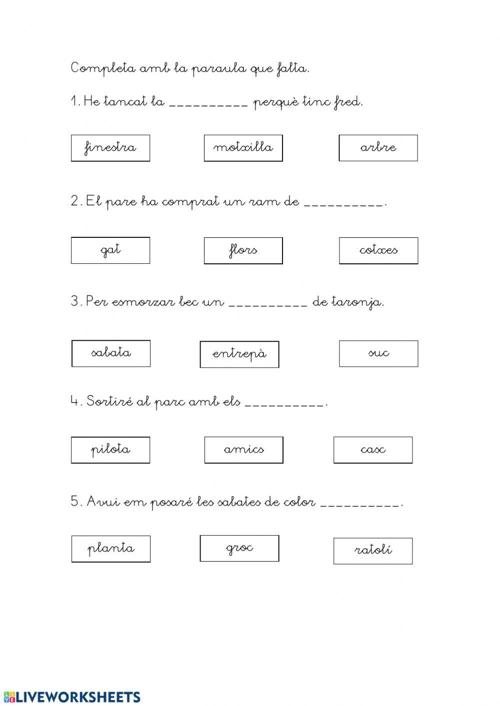 Completar les frases 3