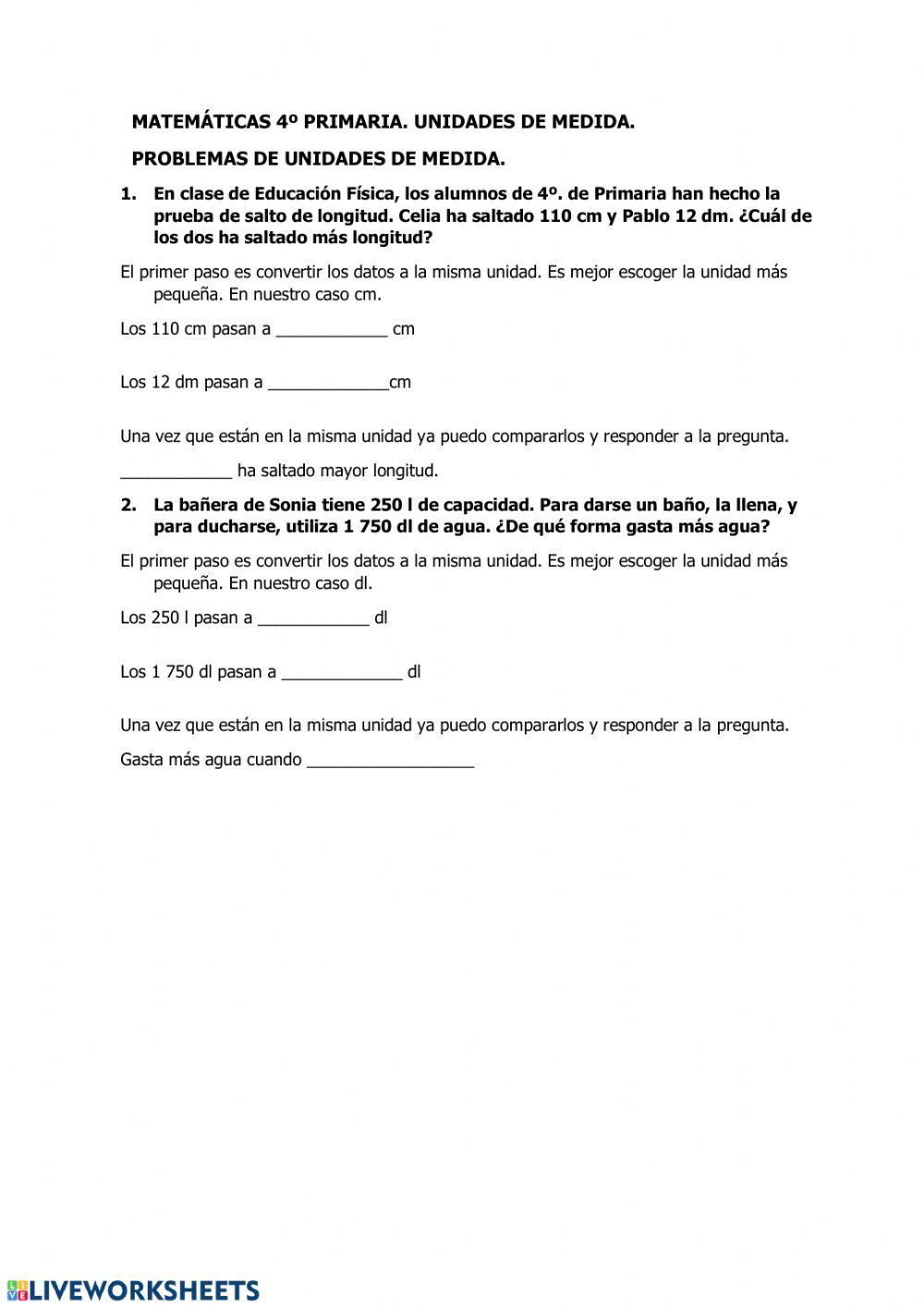 Problemas con unidades de medida