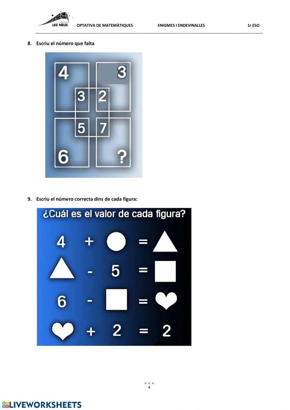 ENIGMES i ENDEVINALLES MATEMÀTIQUES 1