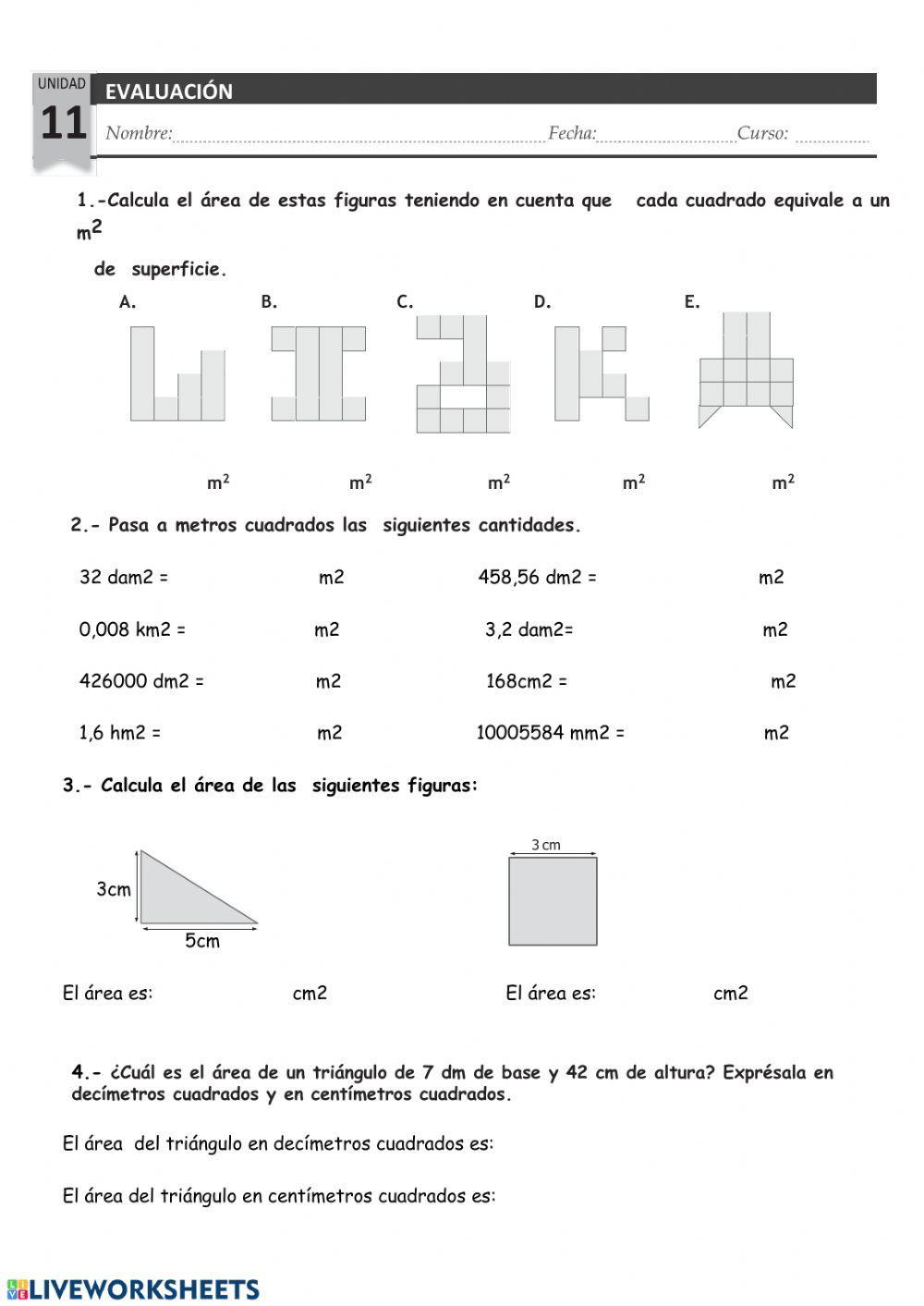 Examen áreas de figuras planas