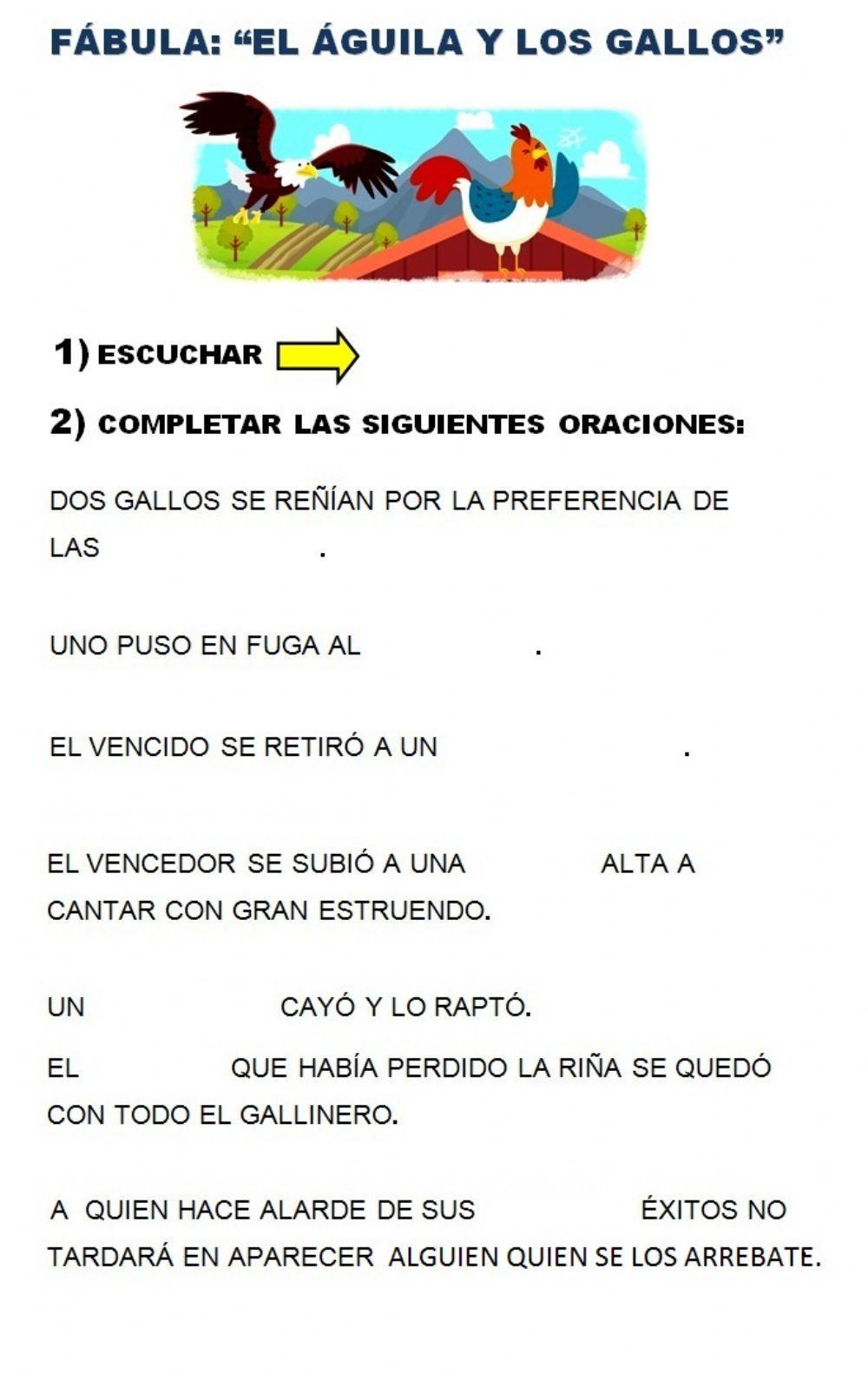 Fábula: -El águila y los gallos-