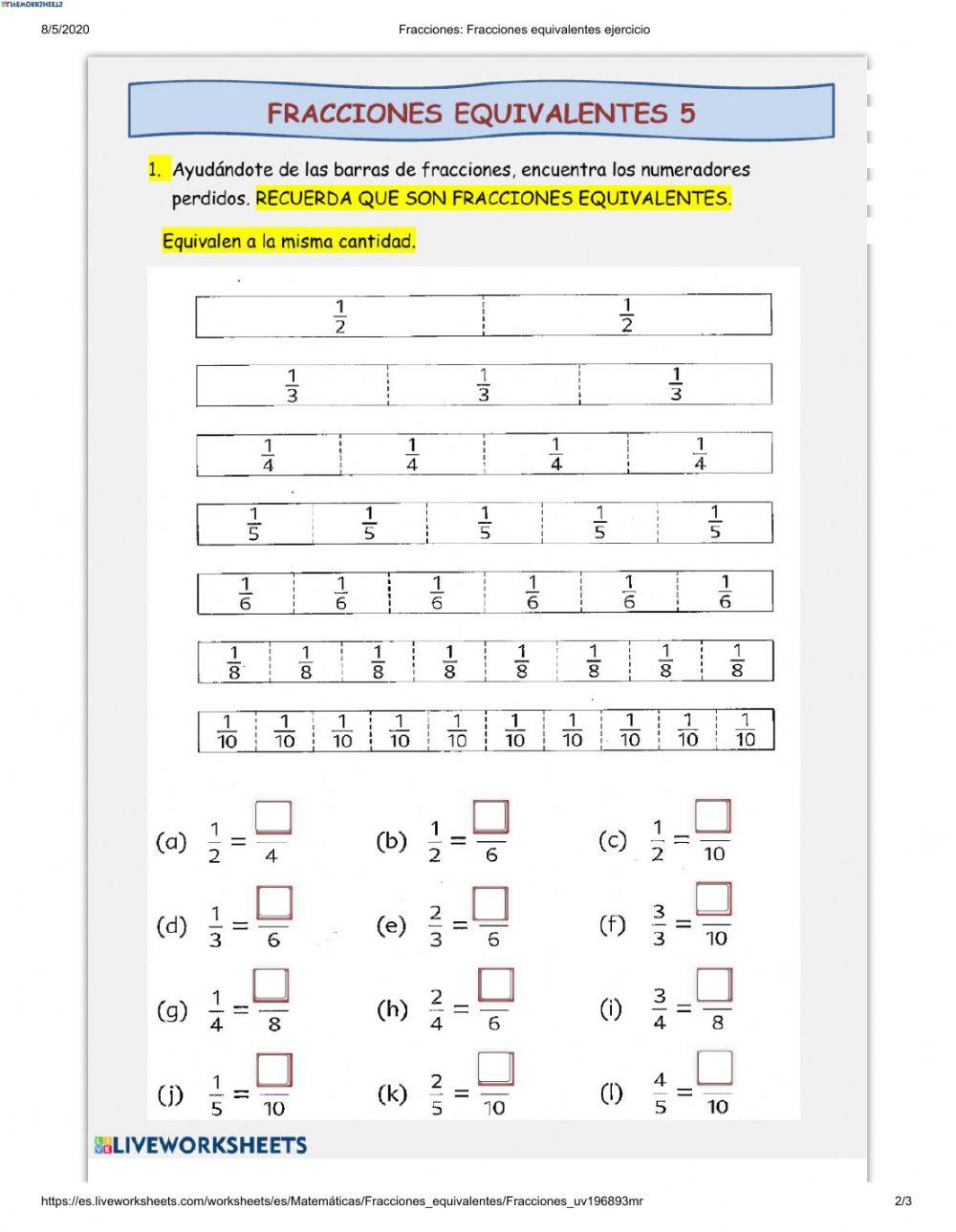 Fracciones equivalentes