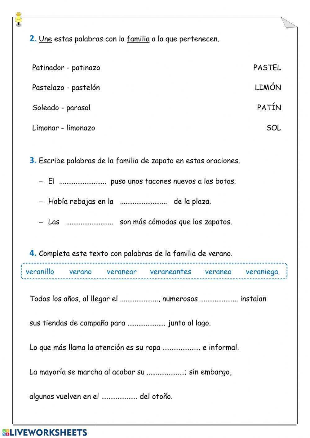 Familia de palabras 1