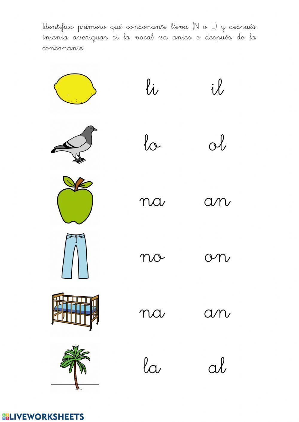 Sílabas inversas L y N