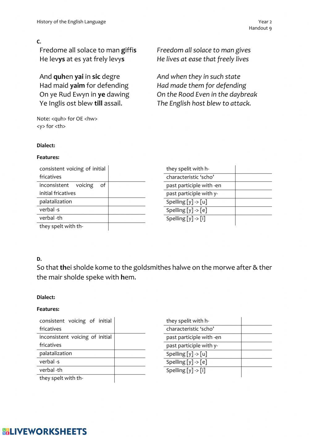 ME Dialects | Free Interactive Worksheets | 5614762