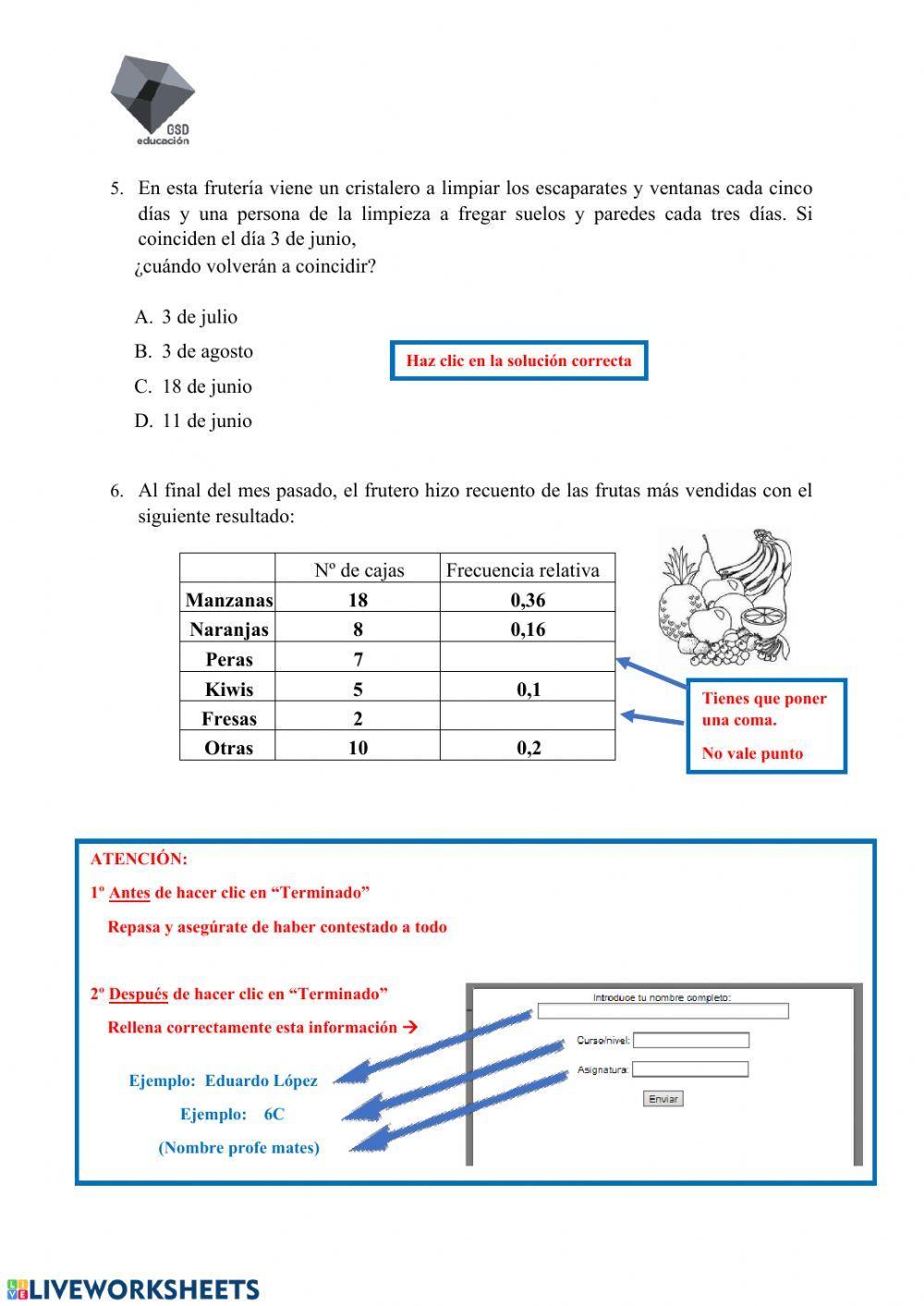 Repaso 6º - Ficha 1 de 4 (2019)