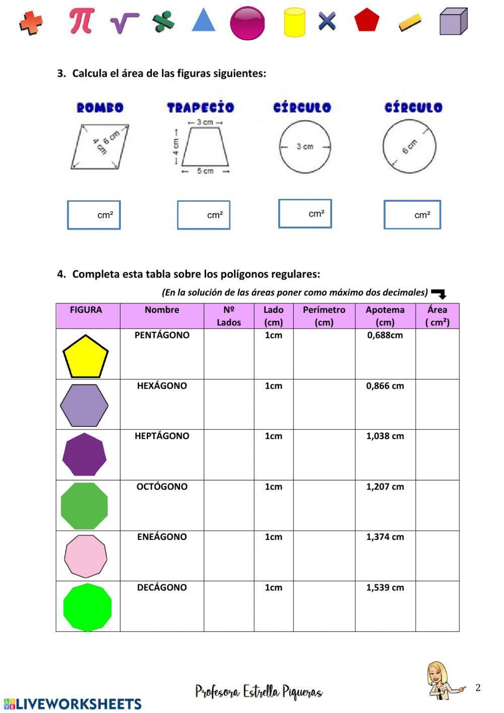 Control áreas de las figuras planas