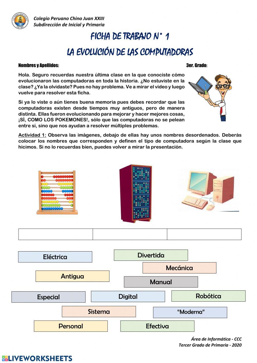 Ficha 01: Evolución de las Computadoras