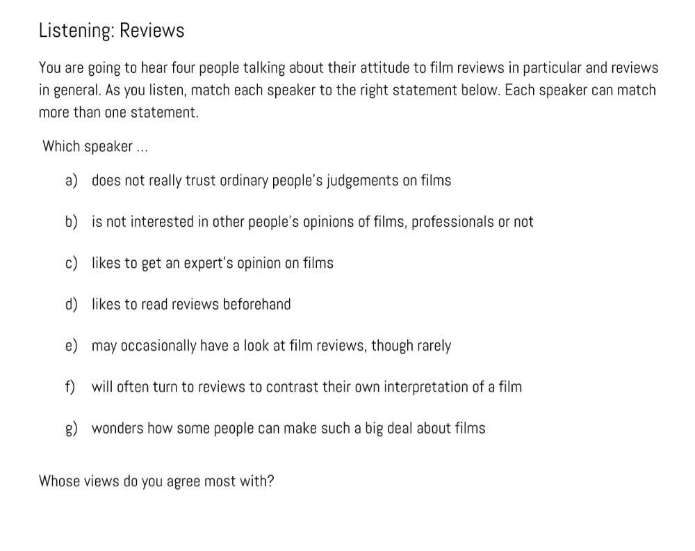 How do you feel about film reviews?