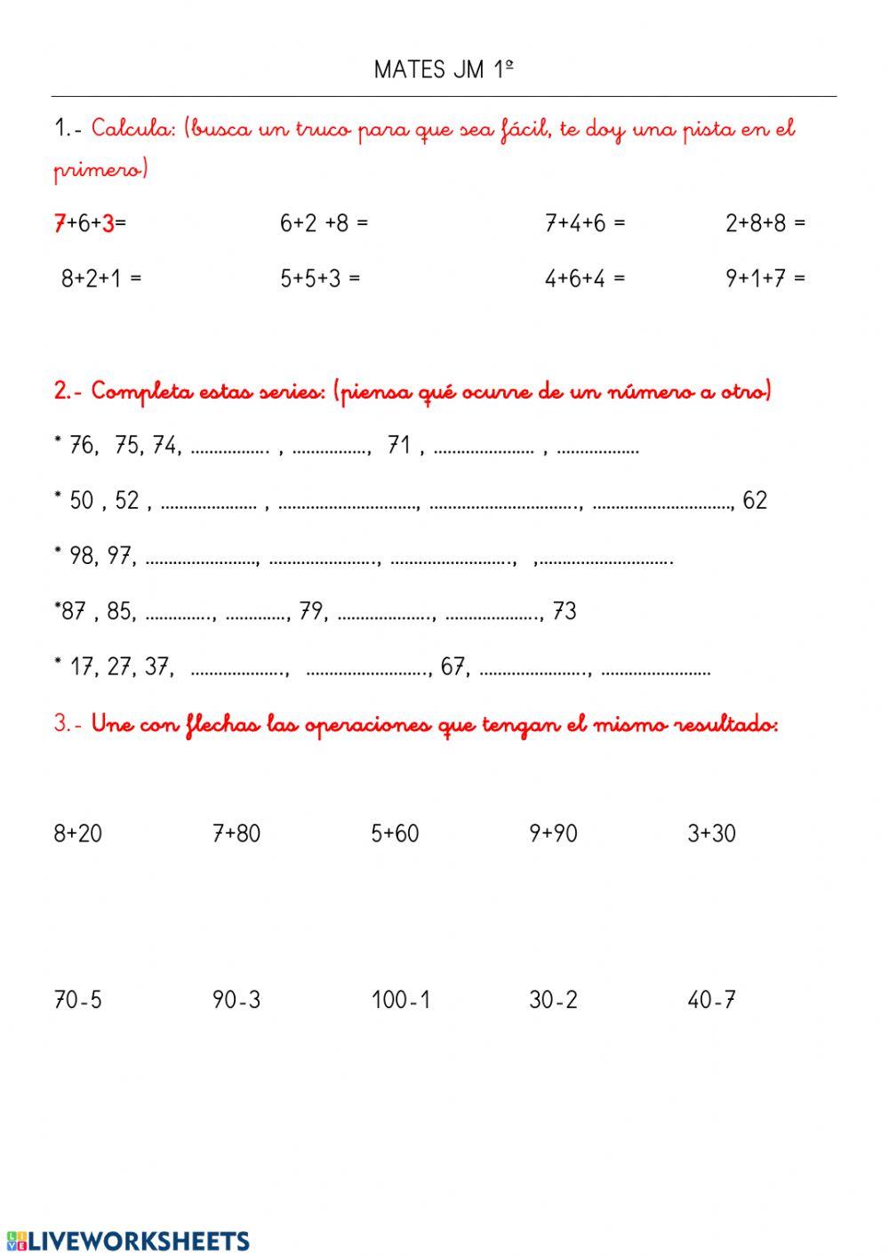Matemáticas 1º ep