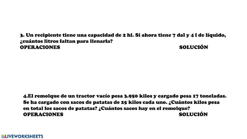 Control problemas capacidad y masa