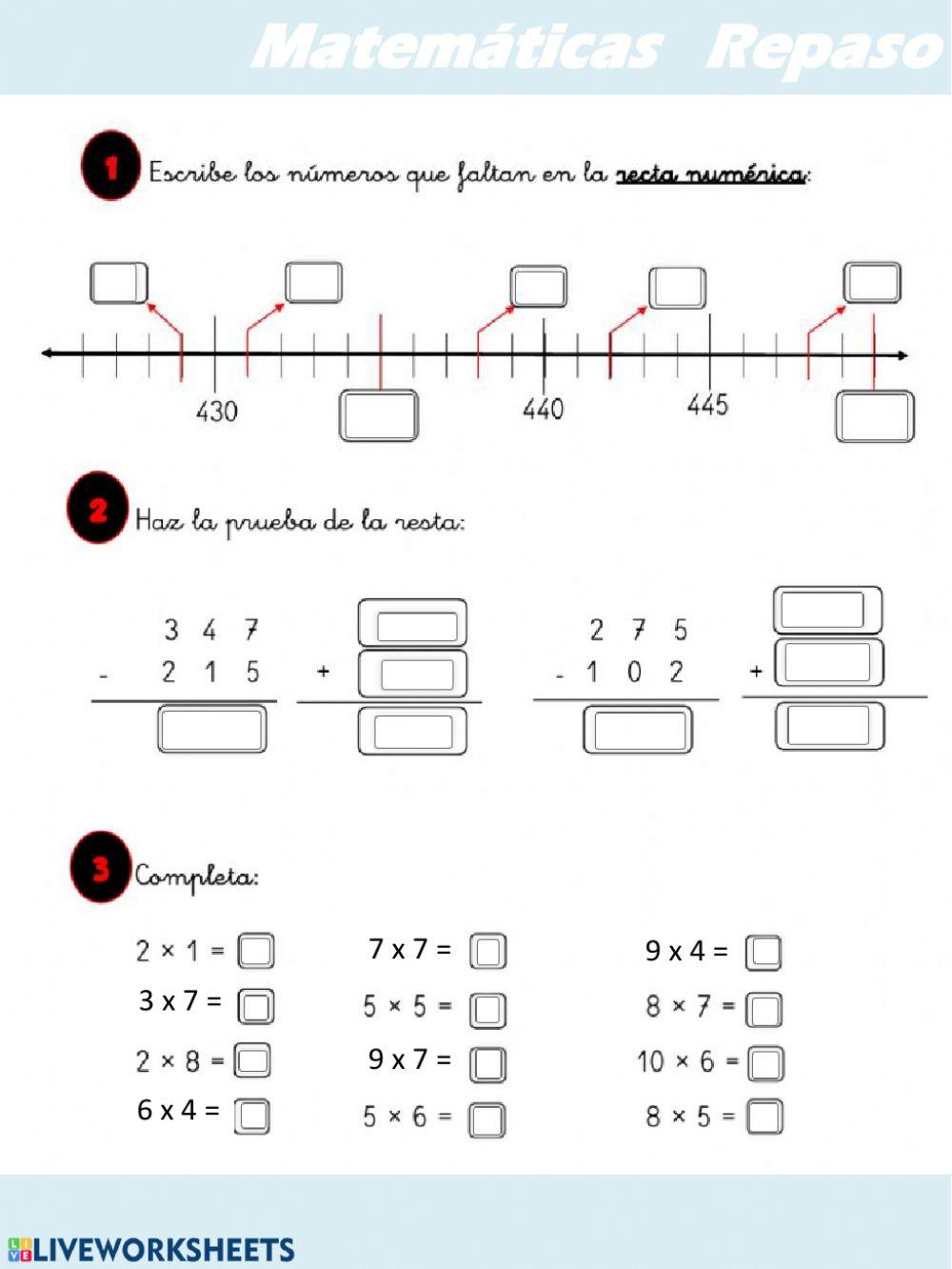 Prueba de la resta y multiplicaciones
