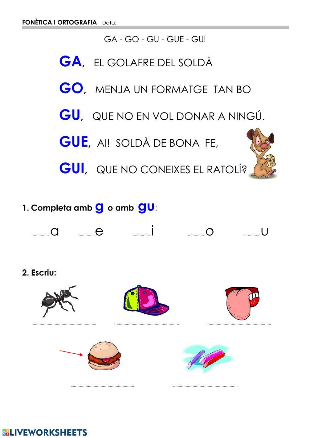 Vocabulari G- GU