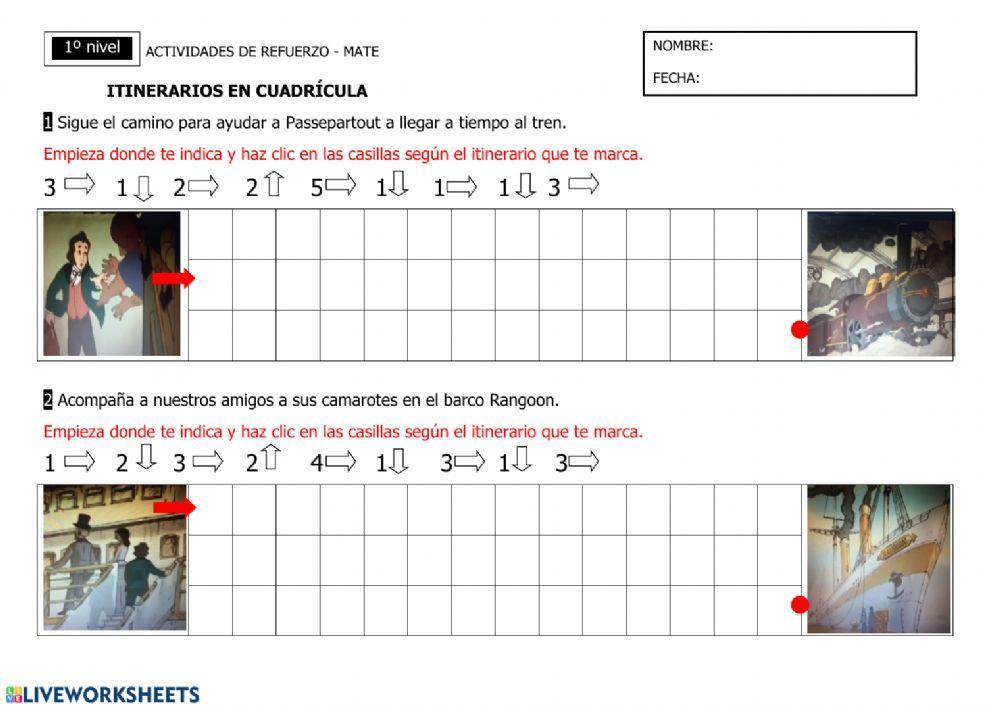 Itineraios en cuadrícula